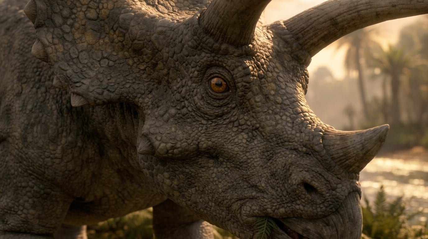 AI illustration of Triceratops in close-up